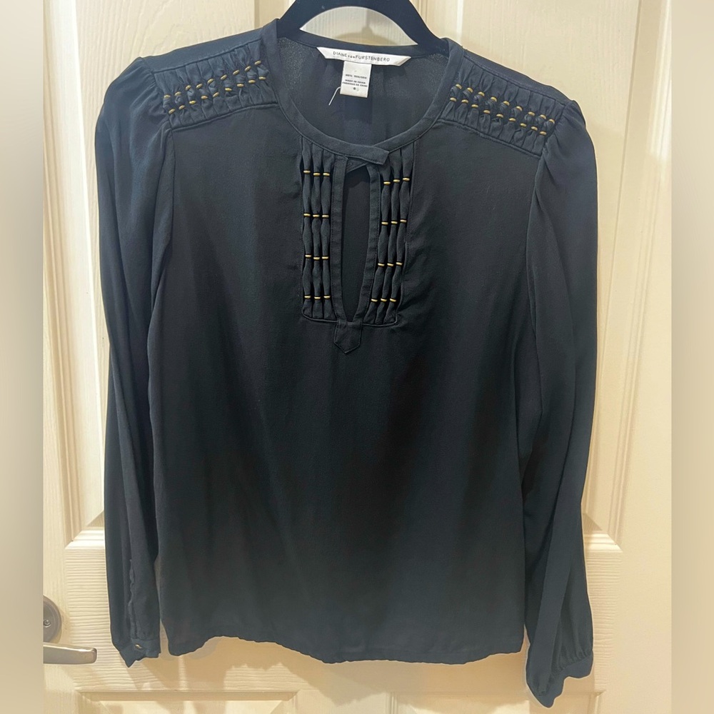 Diane von Furstenberg black silk top